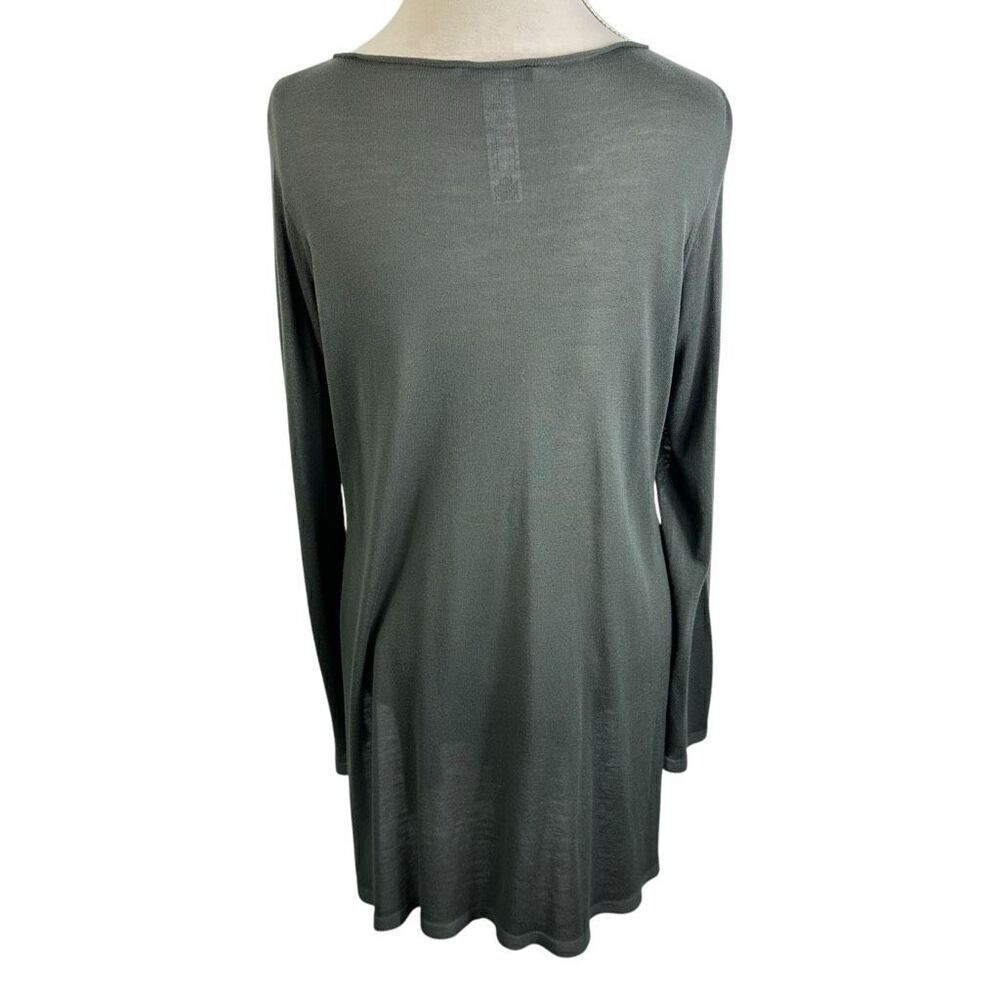 Eileen Fisher System Gray Long Tunic Top Fine Knit Tencel Semi Sheer Size M - Picture 6 of 10